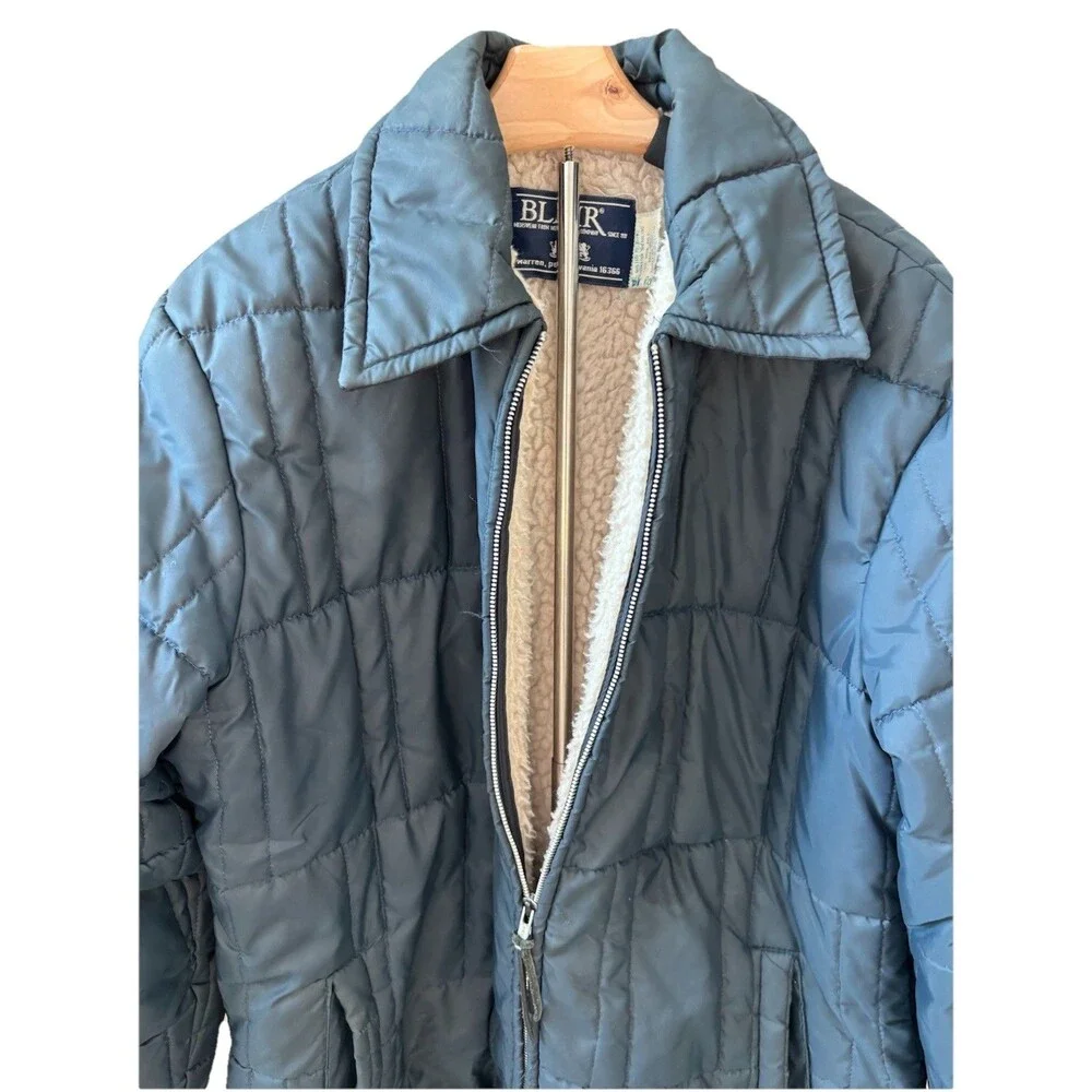 Vintage Blair Quilted Puffer Jacket‎ Faux Shearling - Men's Regular Medium